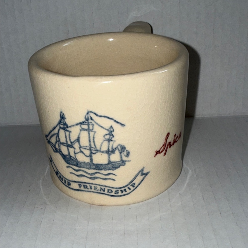 Old Spice Cream Shaving Mug with Blue Ship Design